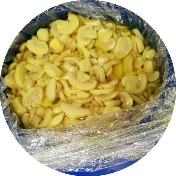 high quality slice white mushroom in vinegar in plastic drums